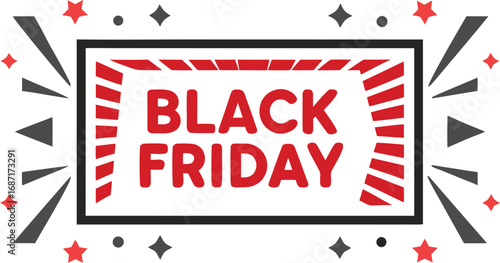 Black Friday text banner vector on transparent background. Black Friday sale