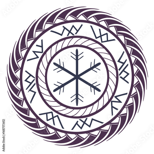 Winter Rune Wheel with Snowflake Design