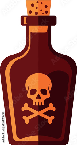 Vintage poison bottle with skull and crossbones emblem rustic apothecary alchemical concoction retro graphic vector