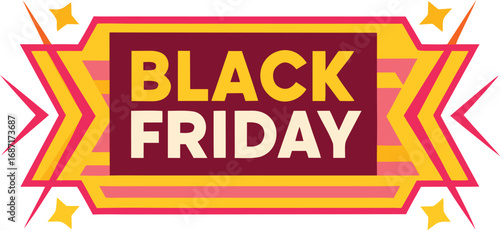 Black Friday text banner vector on transparent background. Black Friday sale