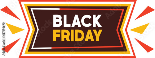 Black Friday text banner vector on transparent background. Black Friday sale