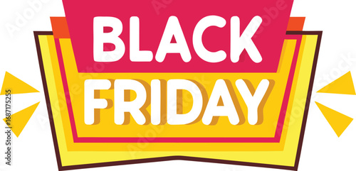 Black Friday text banner vector on transparent background. Black Friday sale