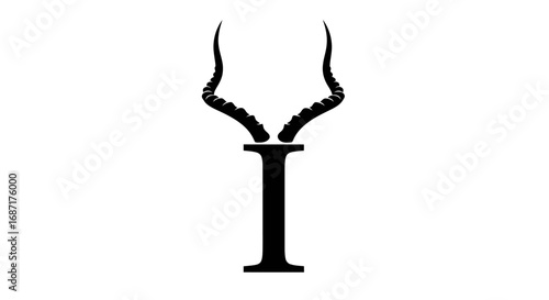 Impala Horns on Letter I, Black and White Logo.