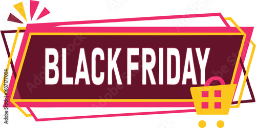 Black Friday text banner vector on transparent background. Black Friday sale