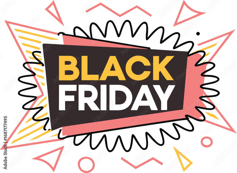Fototapeta premium Black Friday text banner vector on transparent background. Black Friday sale