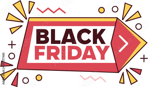 Black Friday text banner vector on transparent background. Black Friday sale