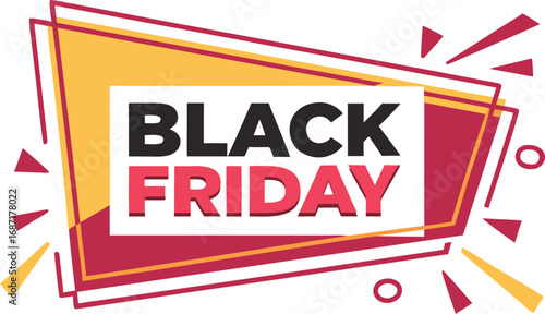 Black Friday text banner vector on transparent background. Black Friday sale
