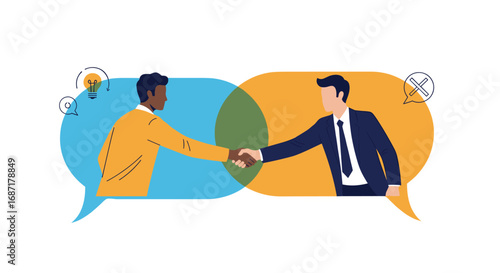 Dynamic collaboration showcasing diverse professionals sealing a business deal with innovative ideas