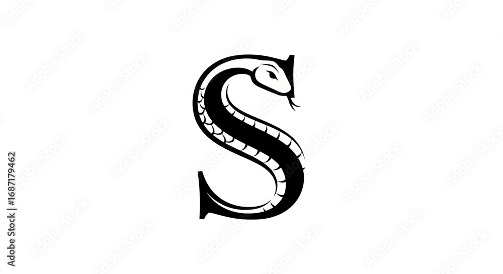 Fototapeta premium Ornate Snake-Shaped Letter S Design.