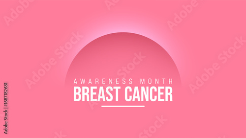 Breast cancer awareness text banner with rose arch shape on pink background. Minimalistic octobre rose poster. Elegant design