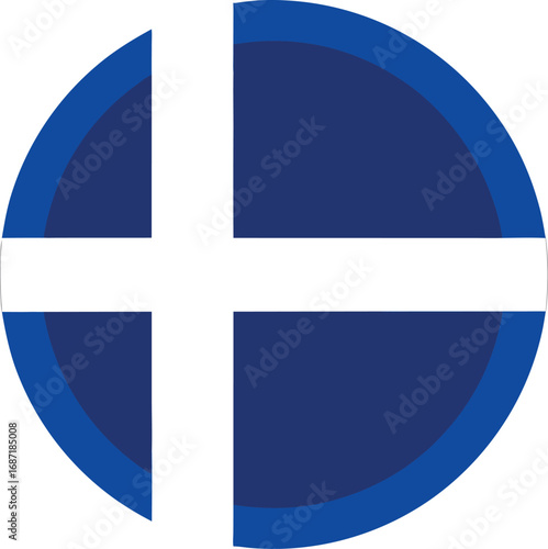 round icon of finland national flag with blue cross on white