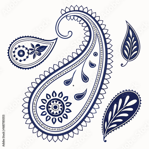 Paisley Pattern Ornaments in Navy Blue