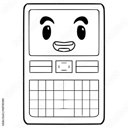 character qwerty phone illustration hand drawn outline vector