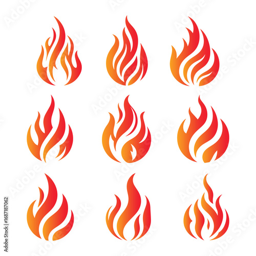 Fire flame vector icons logo illustration
