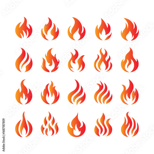 Fire flame vector icons logo illustration