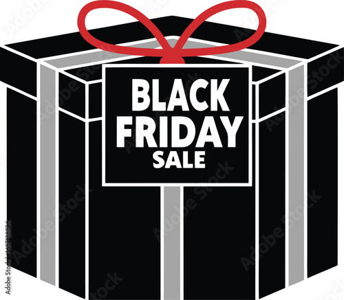Black Friday Gift box banner and sale vector