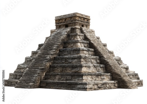 Ancient Mesoamerican pyramid, detailed stonework