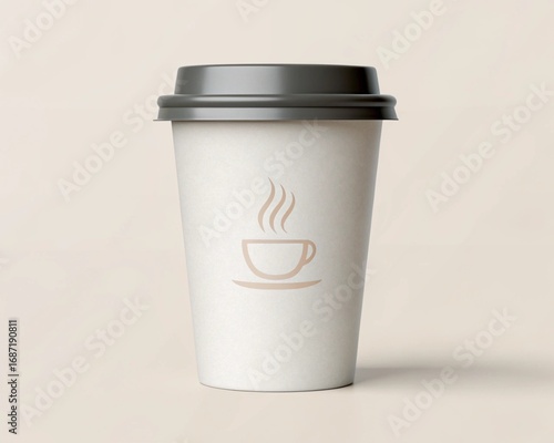 Minimalist Coffee Cup with Icon Steam Design - Flat Vector Illustration