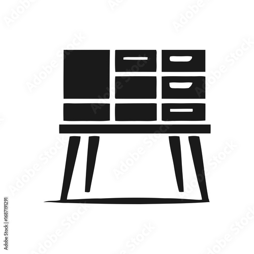 Mid-Century Modern Credenza: A minimalistic silhouette captures the essence of a stylish credenza. Embodying mid-century design, it's a versatile storage piece for home decor.