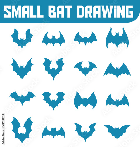 Small bat drawing collection for halloween design