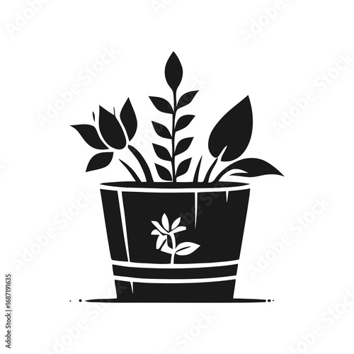 Simple Black Leaf Icon in Flat Style