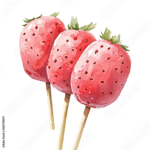 Dango, watercolor drawing vector, isolated on a white background.