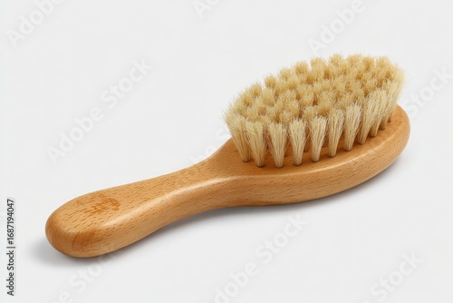 Oval wooden hairbrush with soft bristles
