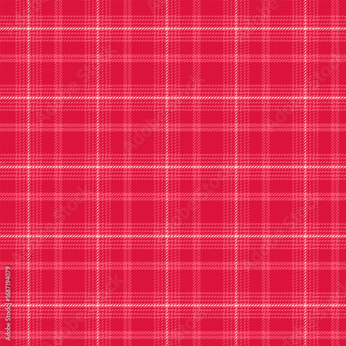 Plaid pattern with twill weave in red.Christmas, winter tartan check seamless pattern.Vector illustration geometric background for fabric and prints.