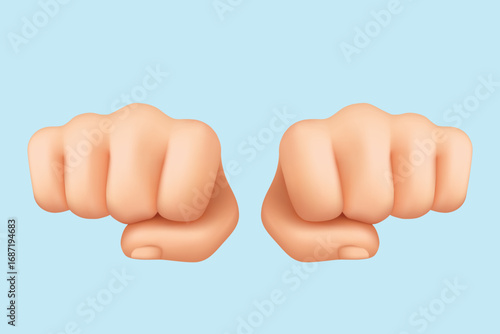 Two Human Fists Bumping, Realistic Hand Gesture for Teamwork, Support, or Fight Concept