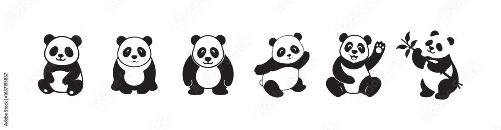 Naklejka premium Panda vector icon, Minimal panda silhouette vector icon on a white background, vector illustration eps 10.