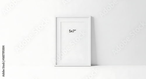 White 5x7 Vertical Photo Frame Mockup with Mat on a Clean Minimalist Background