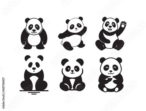 Panda bear cartoon Vector icon isolated on white background,  wildlife animal symbol, vector illustration eps 10.