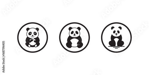 Panda vector art design, Panda black silhouette vector, wild animal vector illustration eps 10.