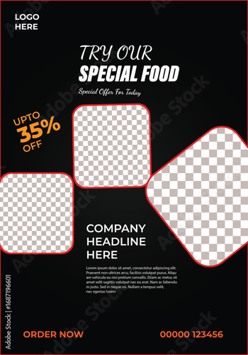 Modern clean clear Restaurant flyer template or food flyer design with best design organic shape restaurant food flyer design

