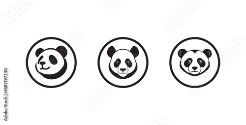 Simple panda icon, Collection of cute black and white panda bear, Vector illustration eps 10.