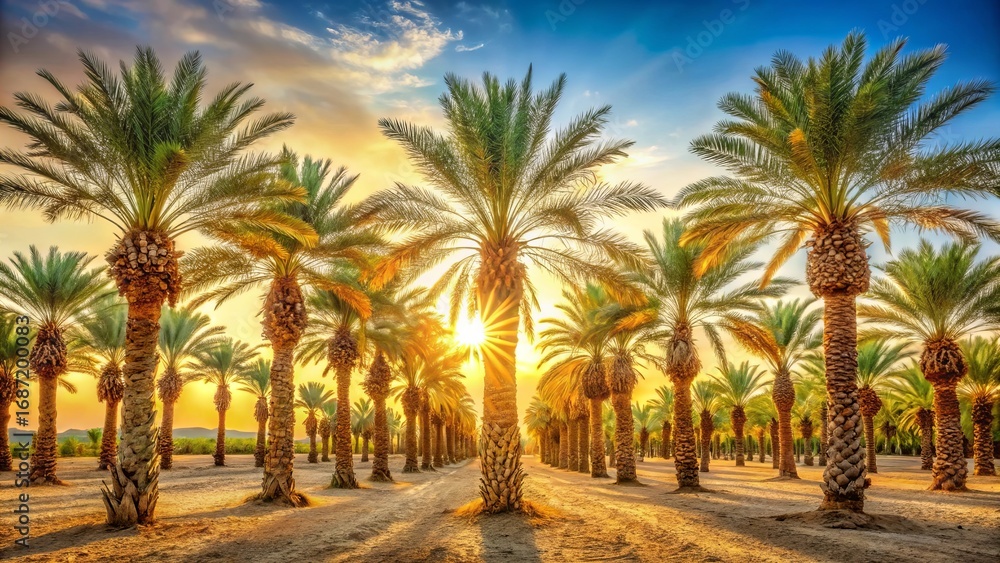 Obraz premium Dates palm trees plantation