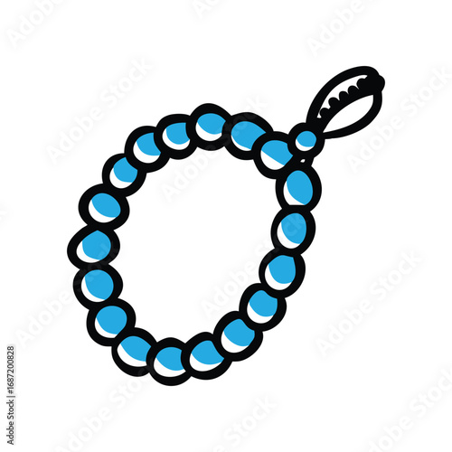 Tasbeeh Beads Doodle Hand Drawn Islamic Prayer Cartoon Icon