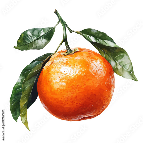 Clementine, watercolor painting vector, isolated on a white background.