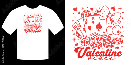 Valentine's Day T-shirt Design with Casino and Card Game Elements