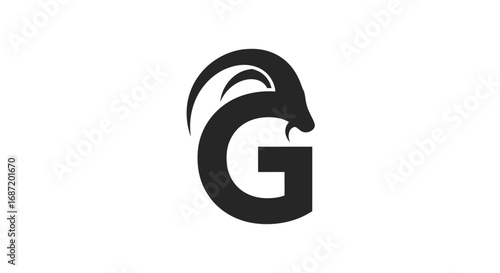 Stylized Black Goat Head Logo with Letter G Design.