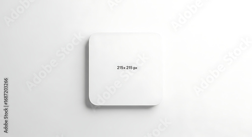 Clean Minimalist White Rounded Square Object with Subtle Shadows on a Neutral Background