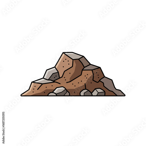 Cartoon illustration of a pile of rocks and dirt.