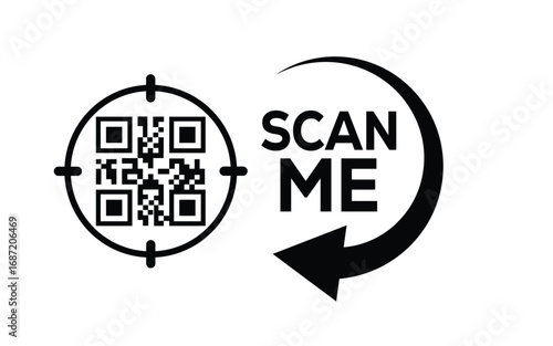 QR code scan icon set. Scan me frame. QR code scan for smartphone. QR code for mobile app, payment and identification. Vector illustration.