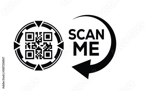 QR code scan icon set. Scan me frame. QR code scan for smartphone. QR code for mobile app, payment and identification. Vector illustration.