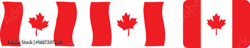 Canada flag PNG vector. Canada Square and round, Canada wavy flag digital vector illustration.
