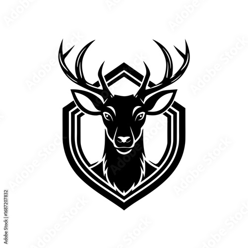 deer head  graceful vector emblem  
