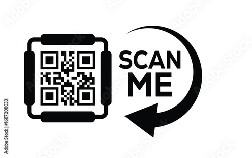 QR code scan icon set. Scan me frame. QR code scan for smartphone. QR code for mobile app, payment and identification. Vector illustration.