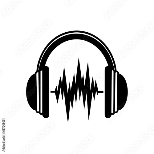 headphones listening  audio vector illustration  