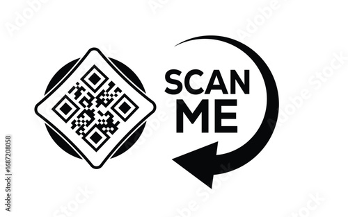 QR code scan icon set. Scan me frame. QR code scan for smartphone. QR code for mobile app, payment and identification. Vector illustration.