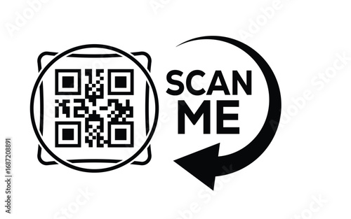 QR code scan icon set. Scan me frame. QR code scan for smartphone. QR code for mobile app, payment and identification. Vector illustration.